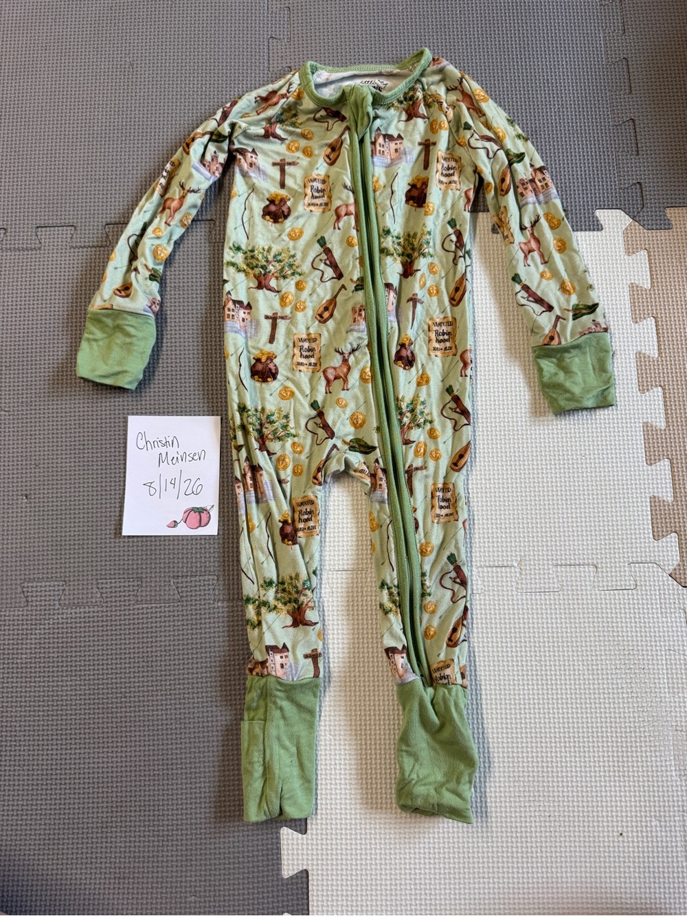 Little Crowns and Capes Robin Hood 12-18m zip sleeper